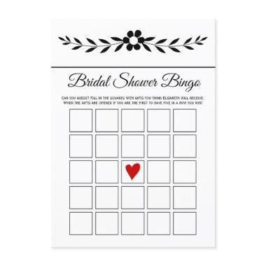 Elegant black and white flower bridal bingo