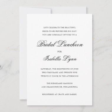Elegant Black and White Formal Bridal Luncheon Invitations