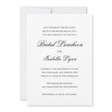 Elegant Black and White Formal Bridal Luncheon Invitations