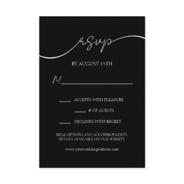 Elegant Black and White Modern Script Wedding RSVP Enclosure