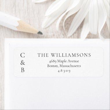 Elegant Black and White Monogram Return Address Label