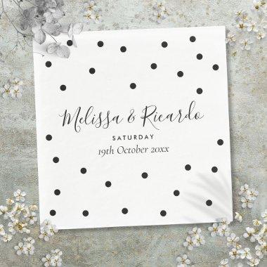 Elegant Black and White Polka Dots Wedding Napkins