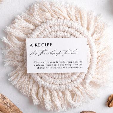 Elegant Black and White Recipe Request Enclosure Invitations