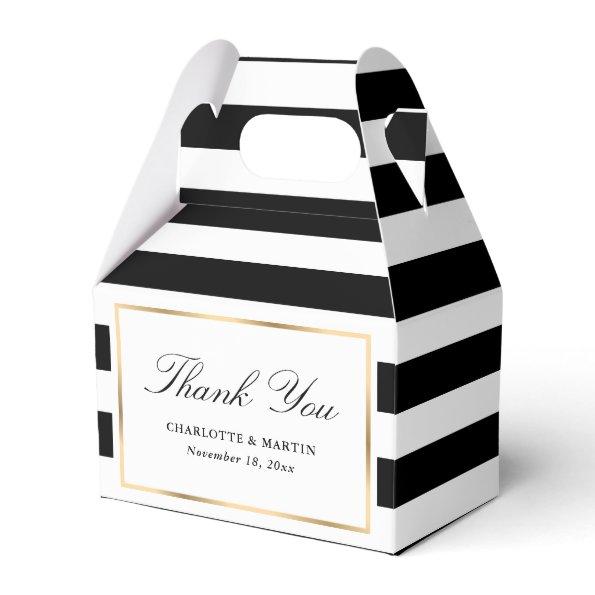 Elegant Black and White Stripes Wedding Thank You Favor Box