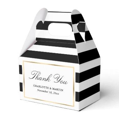 Elegant Black and White Stripes Wedding Thank You Favor Boxes