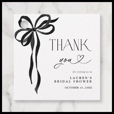 Elegant Black Bow  Script Thank You Favor Tags