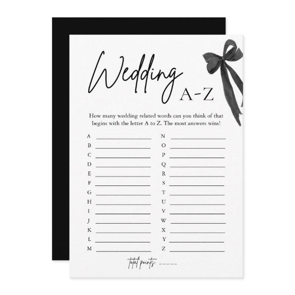 Elegant Black Bow Wedding A-Z  Game
