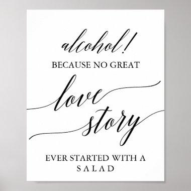 Elegant Black Calligraphy Alcohol Love Story Sign