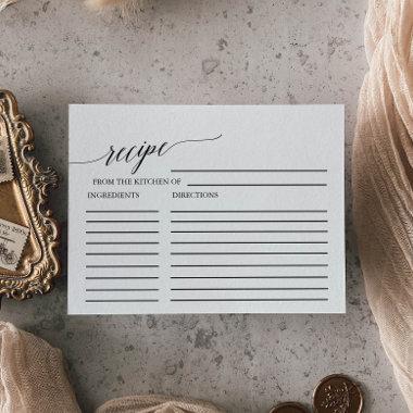 Elegant Black Calligraphy Bridal Recipe Invitations
