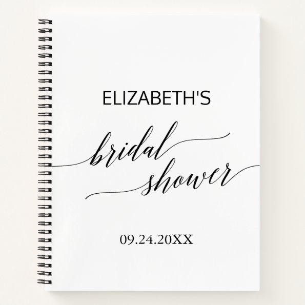 Elegant Black Calligraphy Bridal Shower Gift List Notebook