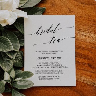 Elegant Black Calligraphy Bridal Tea Invitations
