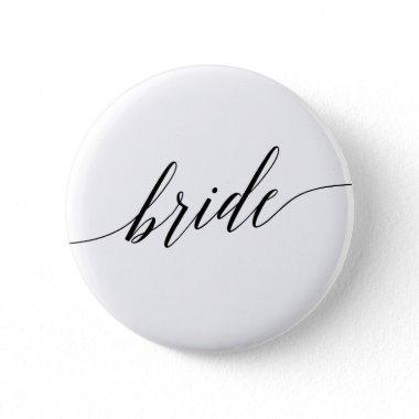 Elegant Black Calligraphy Bride Bridal Shower Button