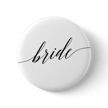 Elegant Black Calligraphy Bride Bridal Shower Button