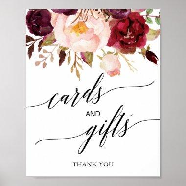 Elegant Black Calligraphy Floral Invitations & Gift Sign