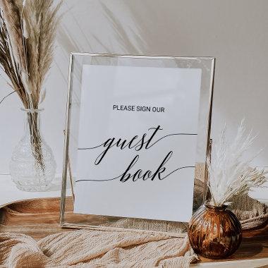 Elegant Black Calligraphy Guest Book Sign