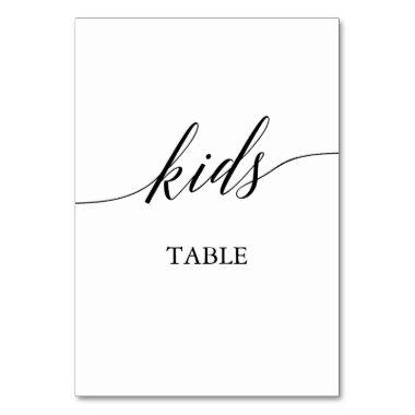 Elegant Black Calligraphy Kids Table Table Number