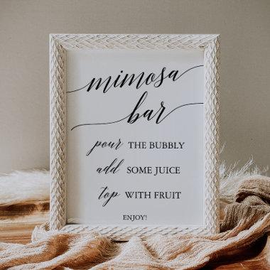 Elegant Black Calligraphy Mimosa Bar Sign