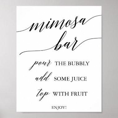 Elegant Black Calligraphy Mimosa Bar Sign