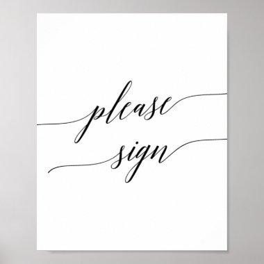 Elegant Black Calligraphy Please Sign Poster