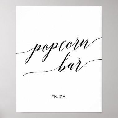 Elegant Black Calligraphy Popcorn Bar Sign