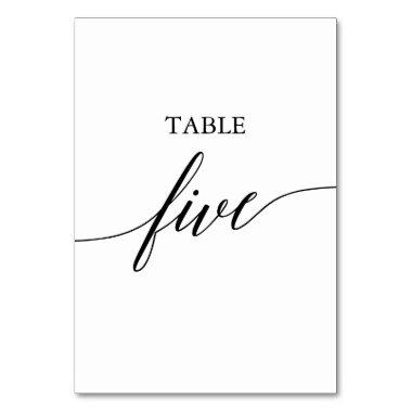 Elegant Black Calligraphy Table Five Table Number