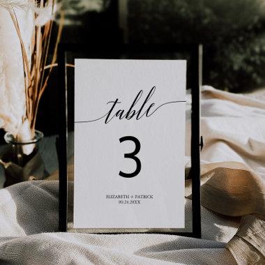 Elegant Black Calligraphy Table Number 4.5 x 6.25"