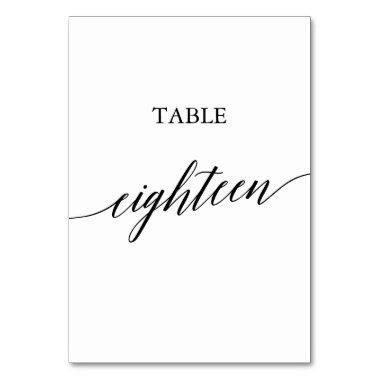 Elegant Black Calligraphy Table Number Eighteen