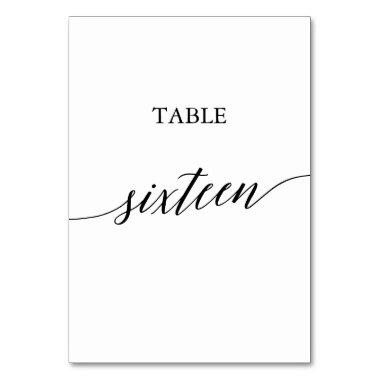Elegant Black Calligraphy Table Number Sixteen