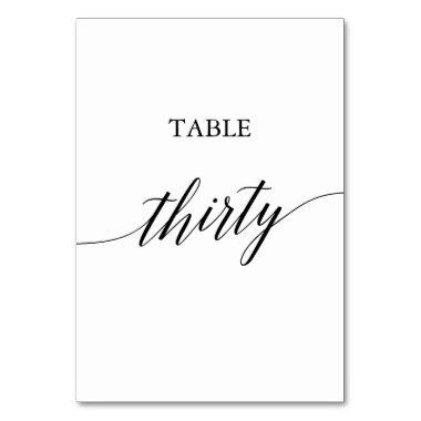 Elegant Black Calligraphy Table Number Thirty