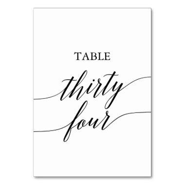 Elegant Black Calligraphy Table Number Thirty Four