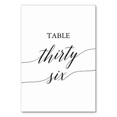 Elegant Black Calligraphy Table Number Thirty Six