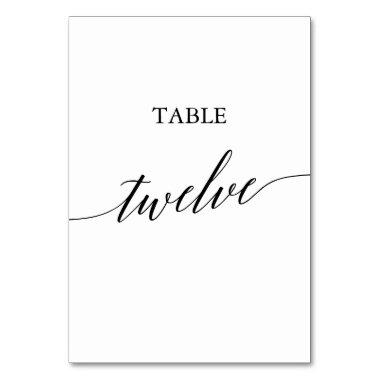 Elegant Black Calligraphy Table Number Twelve