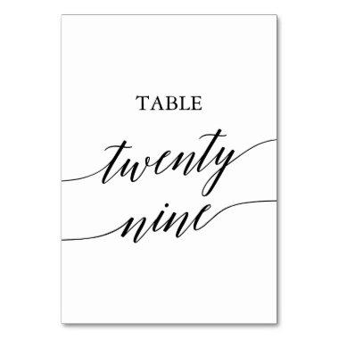 Elegant Black Calligraphy Table Number Twenty Nine