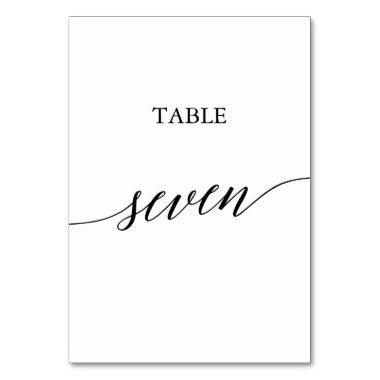 Elegant Black Calligraphy Table Seven Table Number