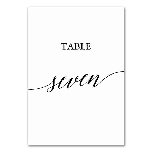 Elegant Black Calligraphy Table Seven Table Number