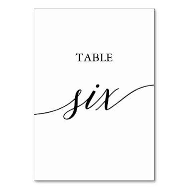 Elegant Black Calligraphy Table Six Table Number