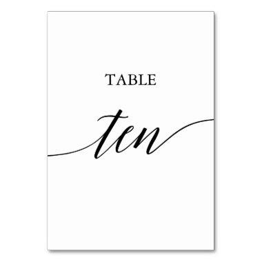 Elegant Black Calligraphy Table Ten Table Number
