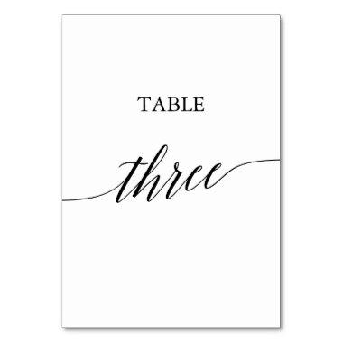 Elegant Black Calligraphy Table Three Table Number