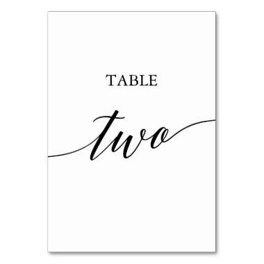 Elegant Black Calligraphy Table Two Table Number