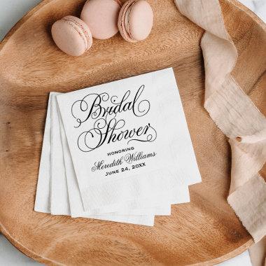 Elegant Black Calligraphy Wedding Bridal Shower Paper Napkins