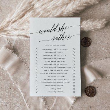 Elegant Black Calligraphy Would She Rather Game Flyer
