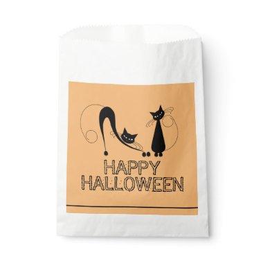Elegant Black Cat, Happy Halloween Favor Bag