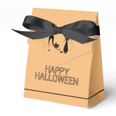 Elegant Black Cat, Happy Halloween Favor Boxes