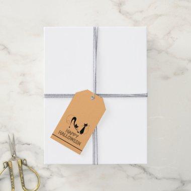 Elegant Black Cat, Happy Halloween Gift Tags