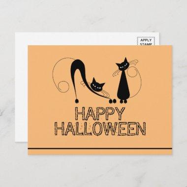 Elegant Black Cat, Happy Halloween PostInvitations
