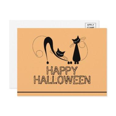 Elegant Black Cat, Happy Halloween PostInvitations