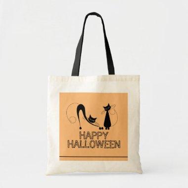 Elegant Black Cat, Happy Halloween Tote Bag