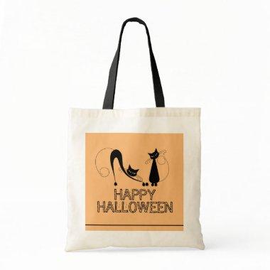 Elegant Black Cat, Happy Halloween Tote Bag