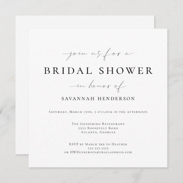 Elegant Black Classic Bridal Shower Invitations