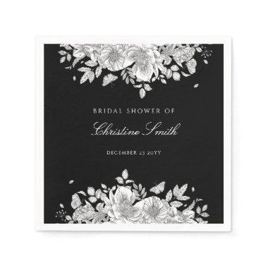 Elegant Black Floral  Napkins